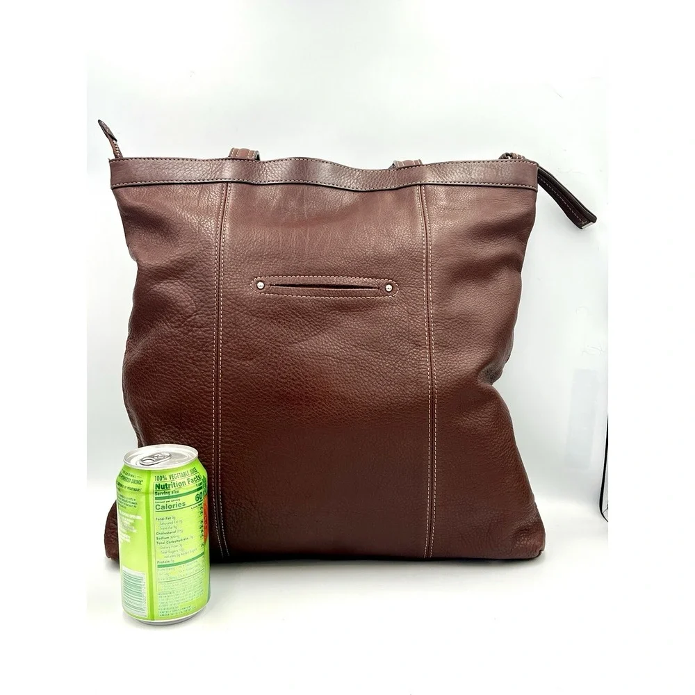 B. Makowsky Brown Leather Large Shoulder Handbag Purse‎ - Picture 2 of 16